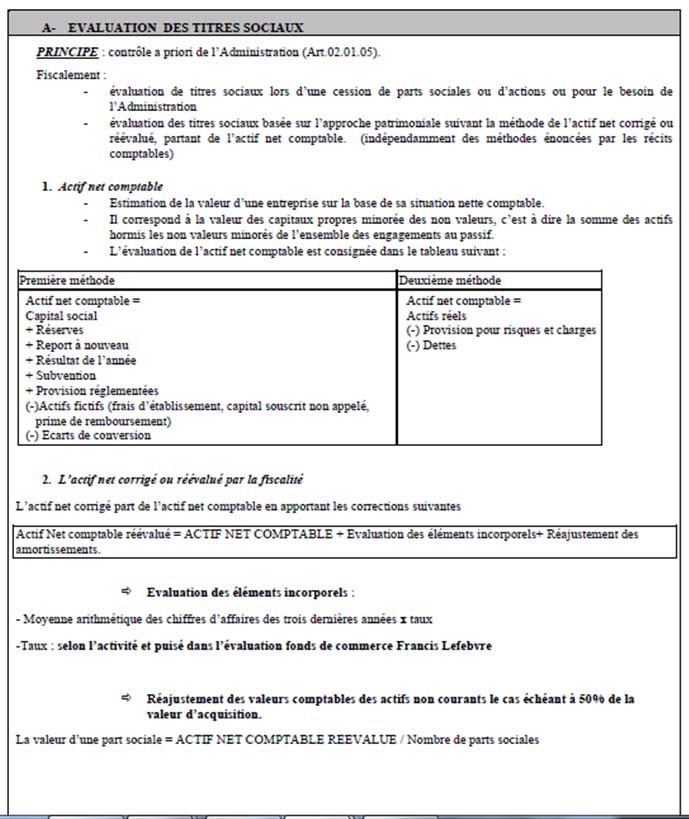 Enregistrement cession de parts sarl