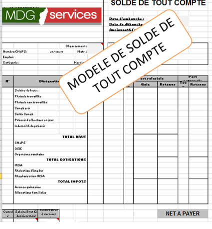 Formule calcul solde de tout compte